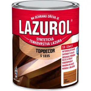 Lazurol Topdecor S1035 tenkovrstvá lazura na dřevo T027 meranti, 750 ml
